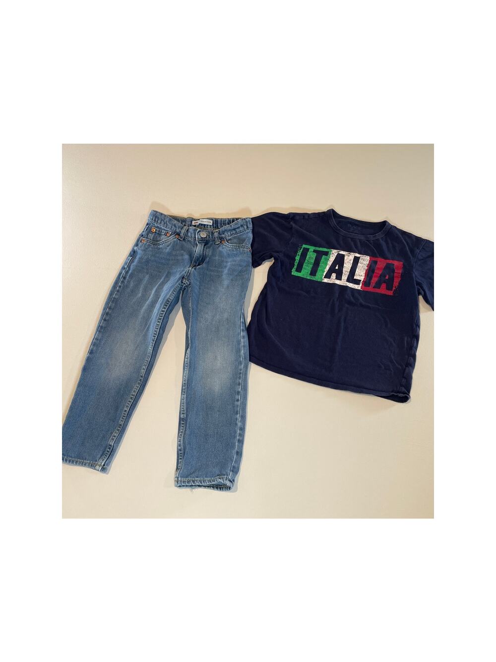 Boys Outfit Size S (6/7) – Levi’s 502 Jeans + Children’s Place “Italia” Tee